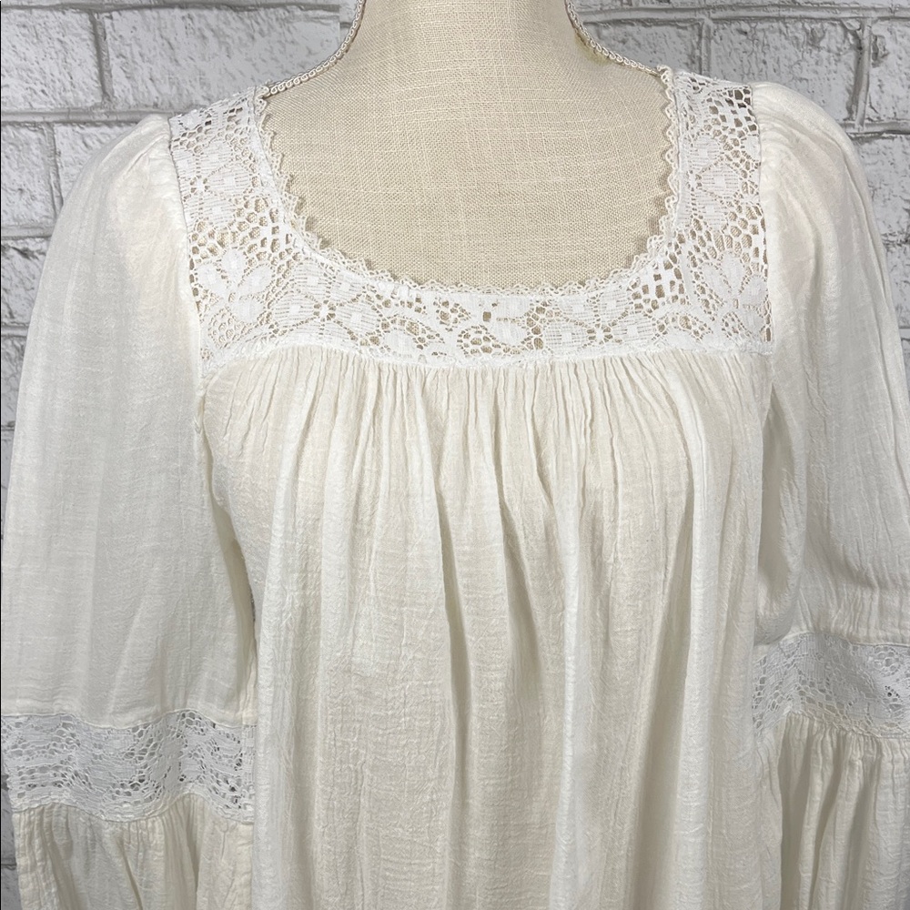 Diane Gilman for CaBal White Lace Women's Boho Flowy Top size S - Picture 3 of 8